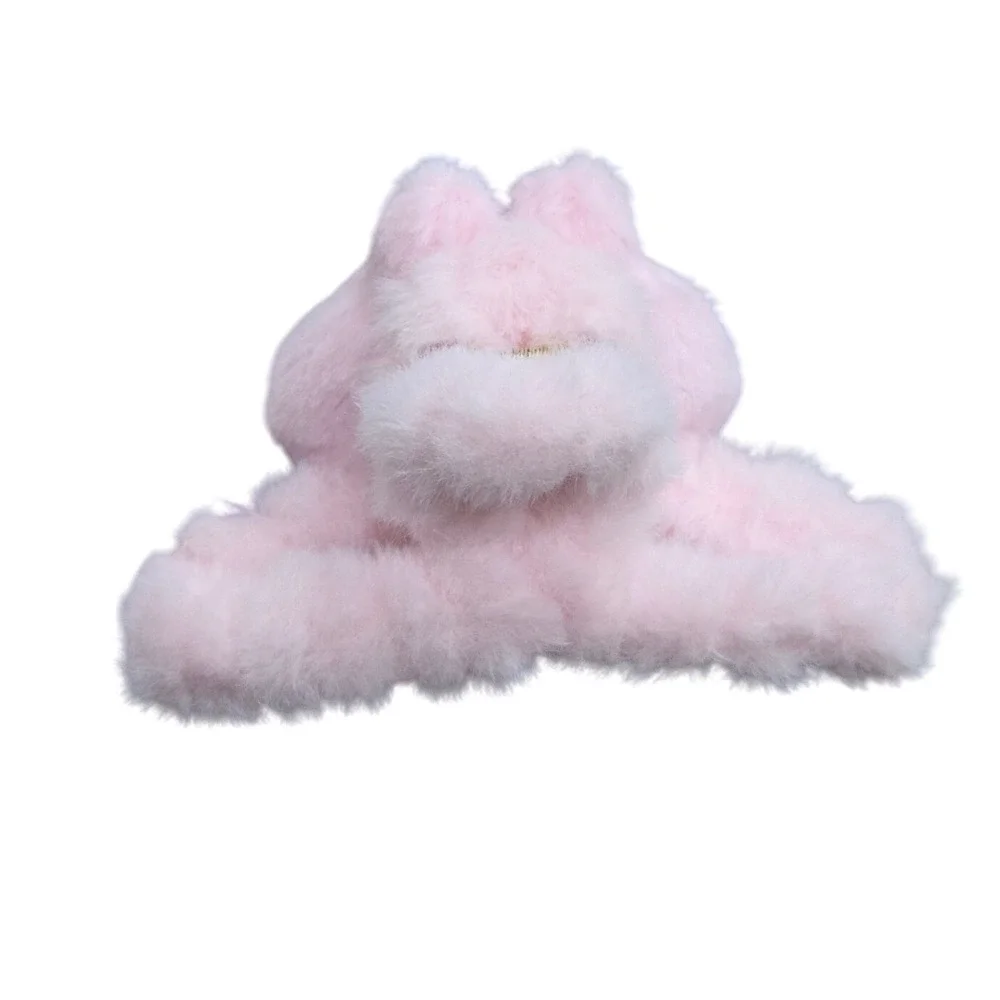 Labubu Style Fuzzy‎ Hair Claw Clip Cute Kawaii Girls Accessory Pink Gift